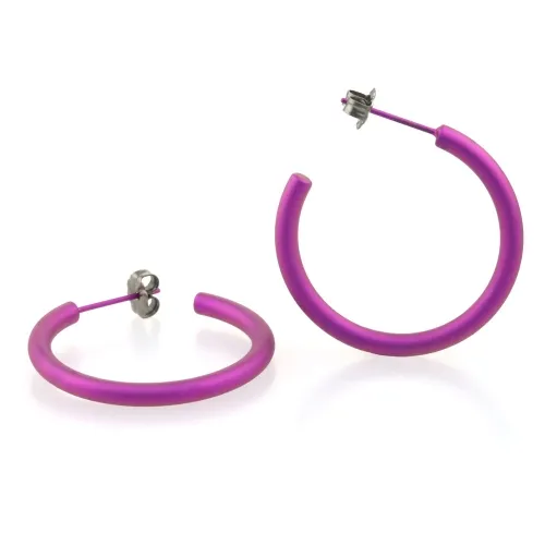 Medium Round Pink Hoops Earrings